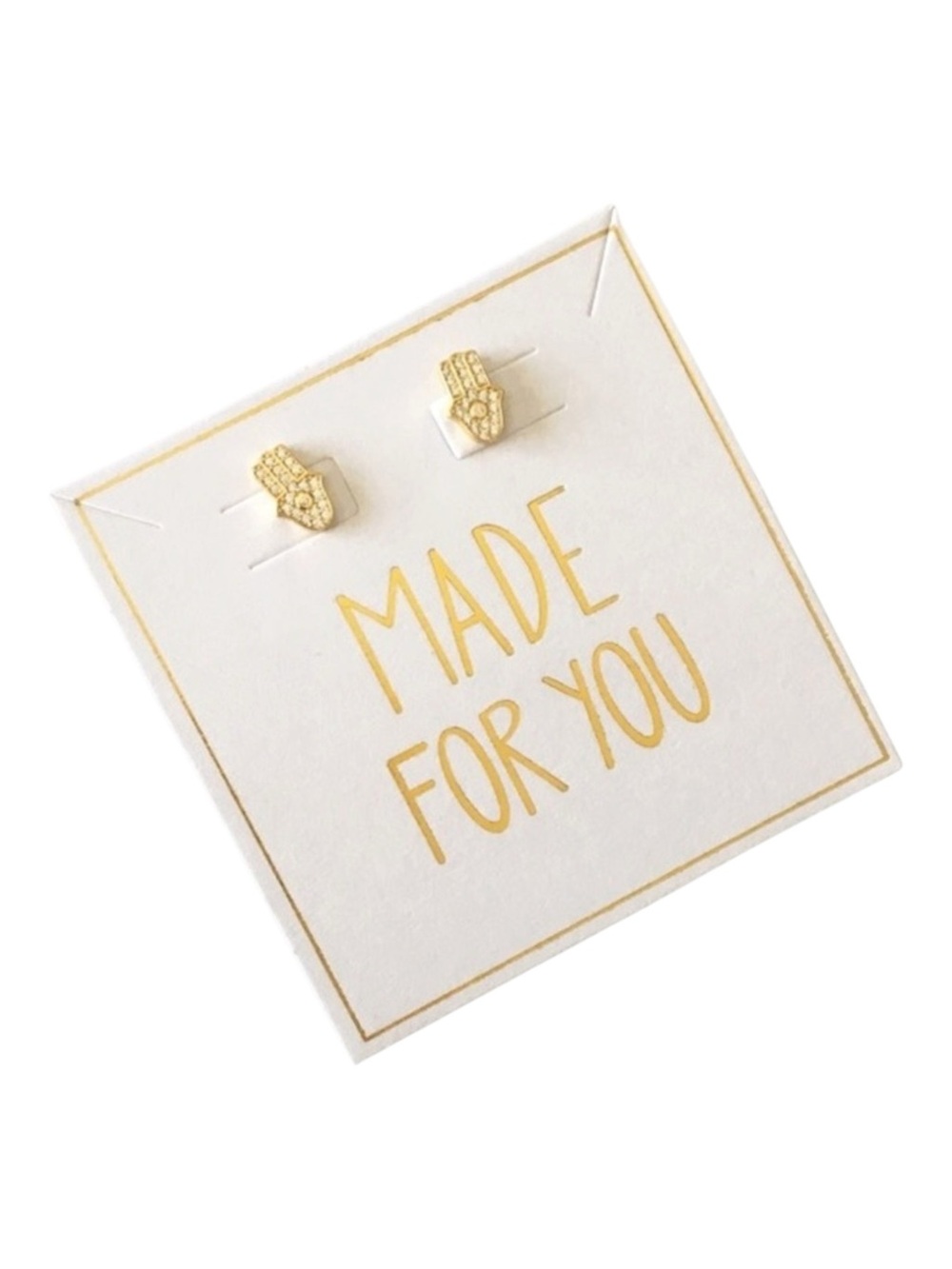 new Pave Cubic Zirconia Hamsa Stud Earrings ❃ 14KT Gold Plated Sterling Silver ❃ - Picture 8 of 16
